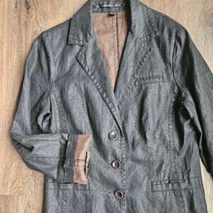 Isda & Co linen black and brown blazer jacket women's size medium